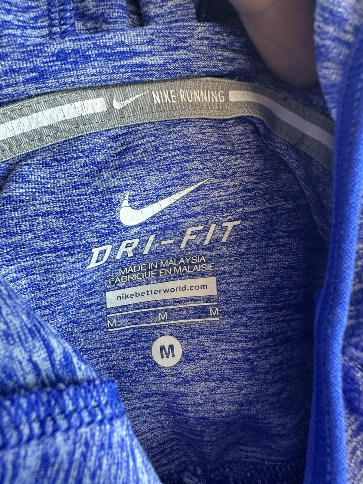Nike Dri-Fit Running Blue Ski Mask Long Sleeve Thin Hooded Shirt Women’s Medium 
