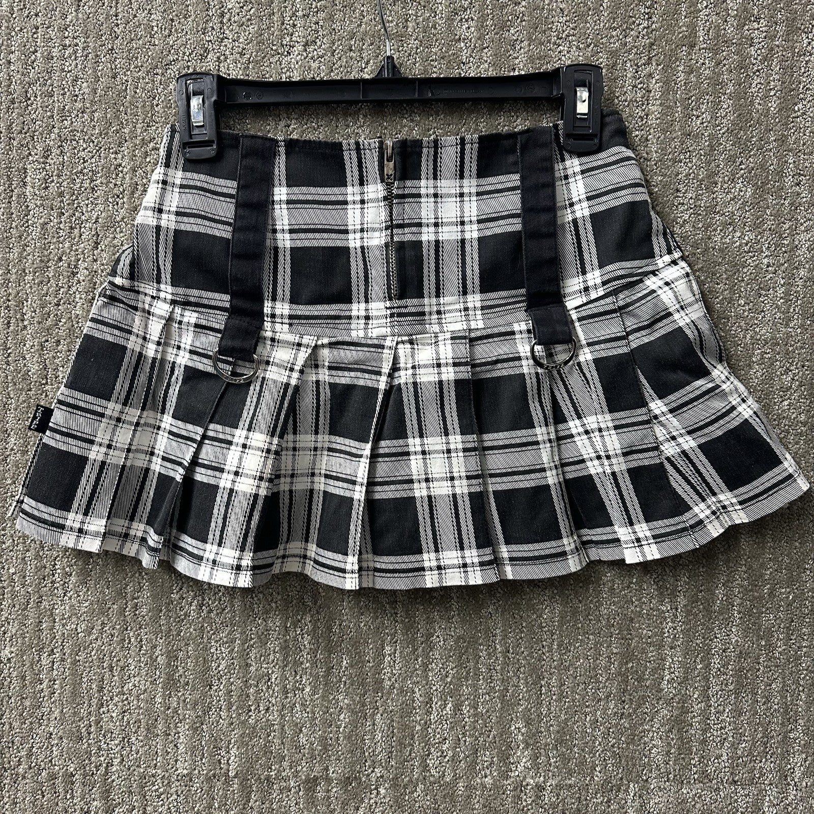 Tripp NYC Plaid Mini Skirt Y2K XS Hot Topic Black & White Goth Punk 0097