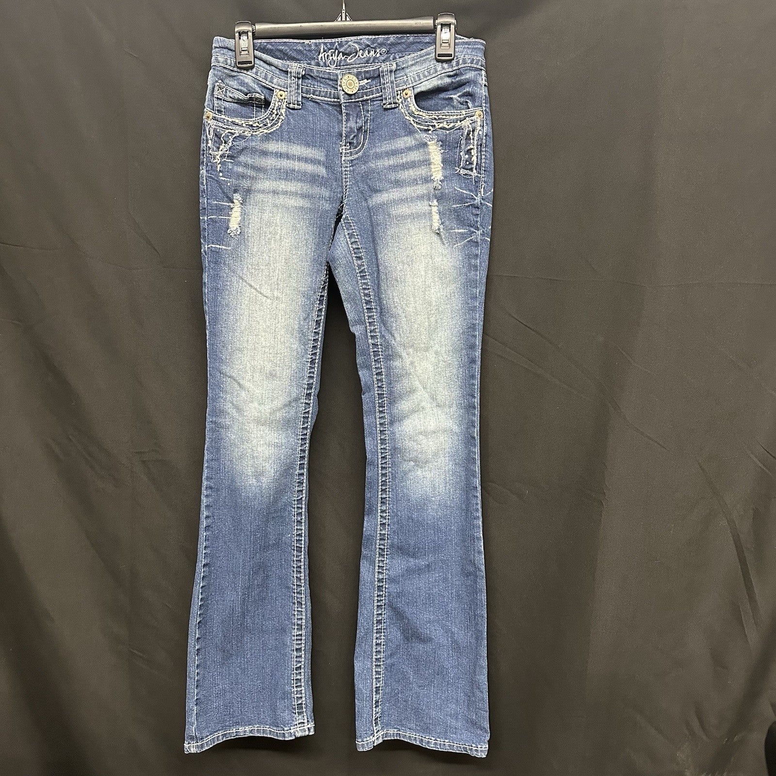 Ariya Jeans 5/6 (Fits 27) Rhinestone Straight Blue Jeans (0075)
