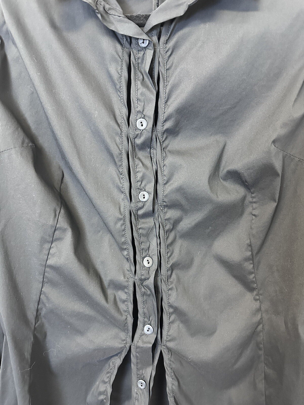 Masnada Italian Designer Black Long Sleeve Button Up Top Avant Garde Sz 6/42