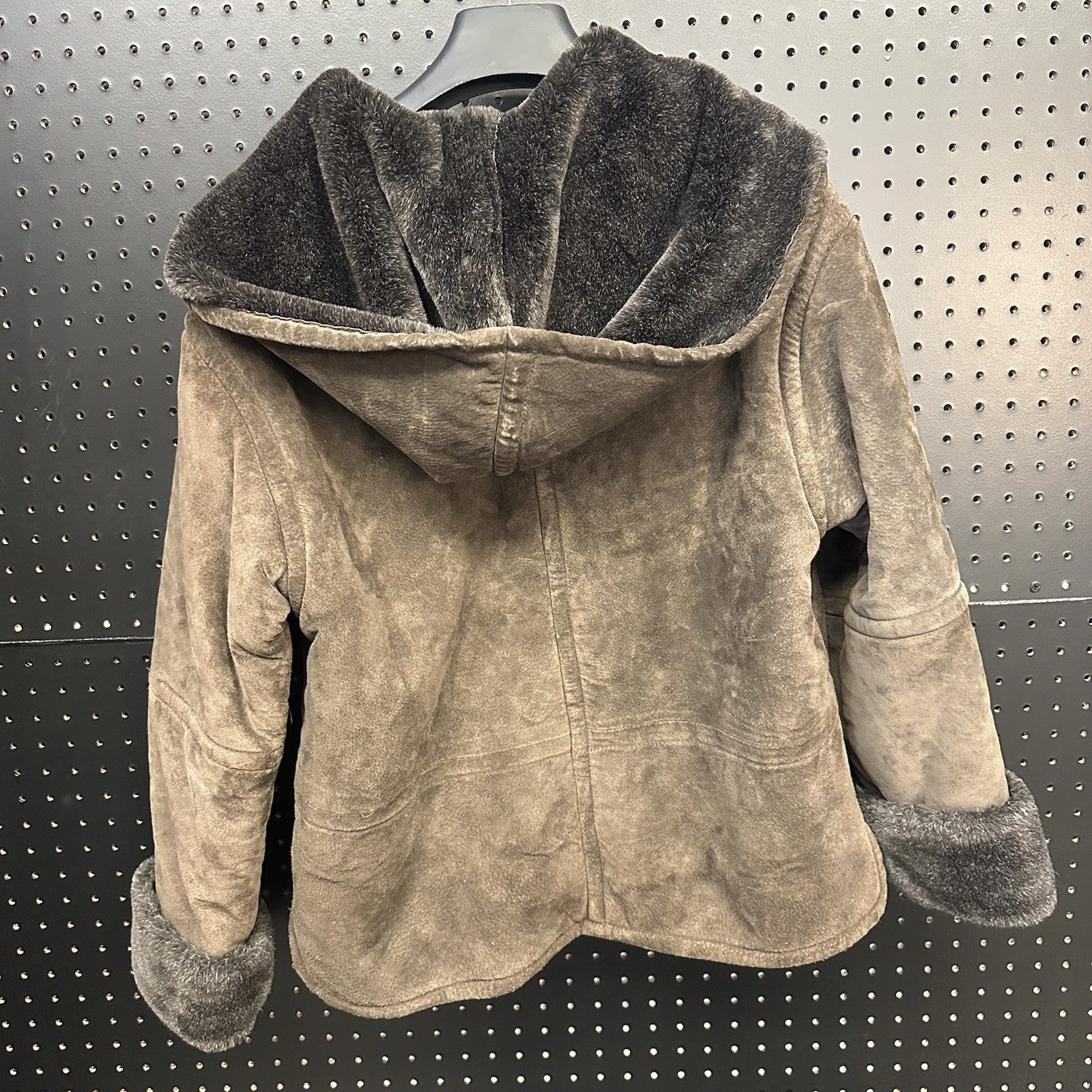 Women’s Colebrook & Co. Small Brown Leather Coat Faux Fur Lining