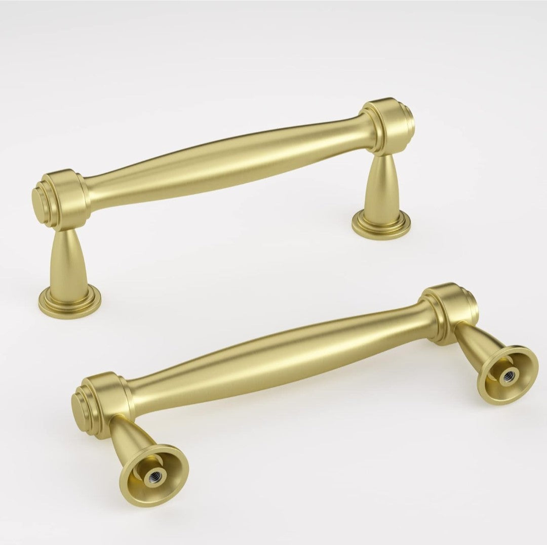 goldenwarm 30 Pack 3 3/4 in Gold Cabinet Pulls Brass Drawer Handles 5B