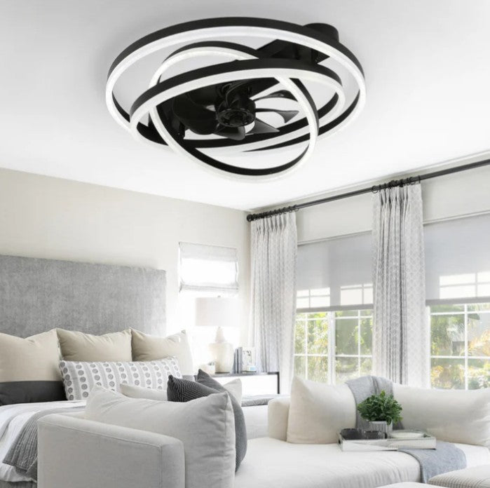 DC2401-23.6" Black Finish Ceiling Fan with Remote Control and LED Light Kit 16C