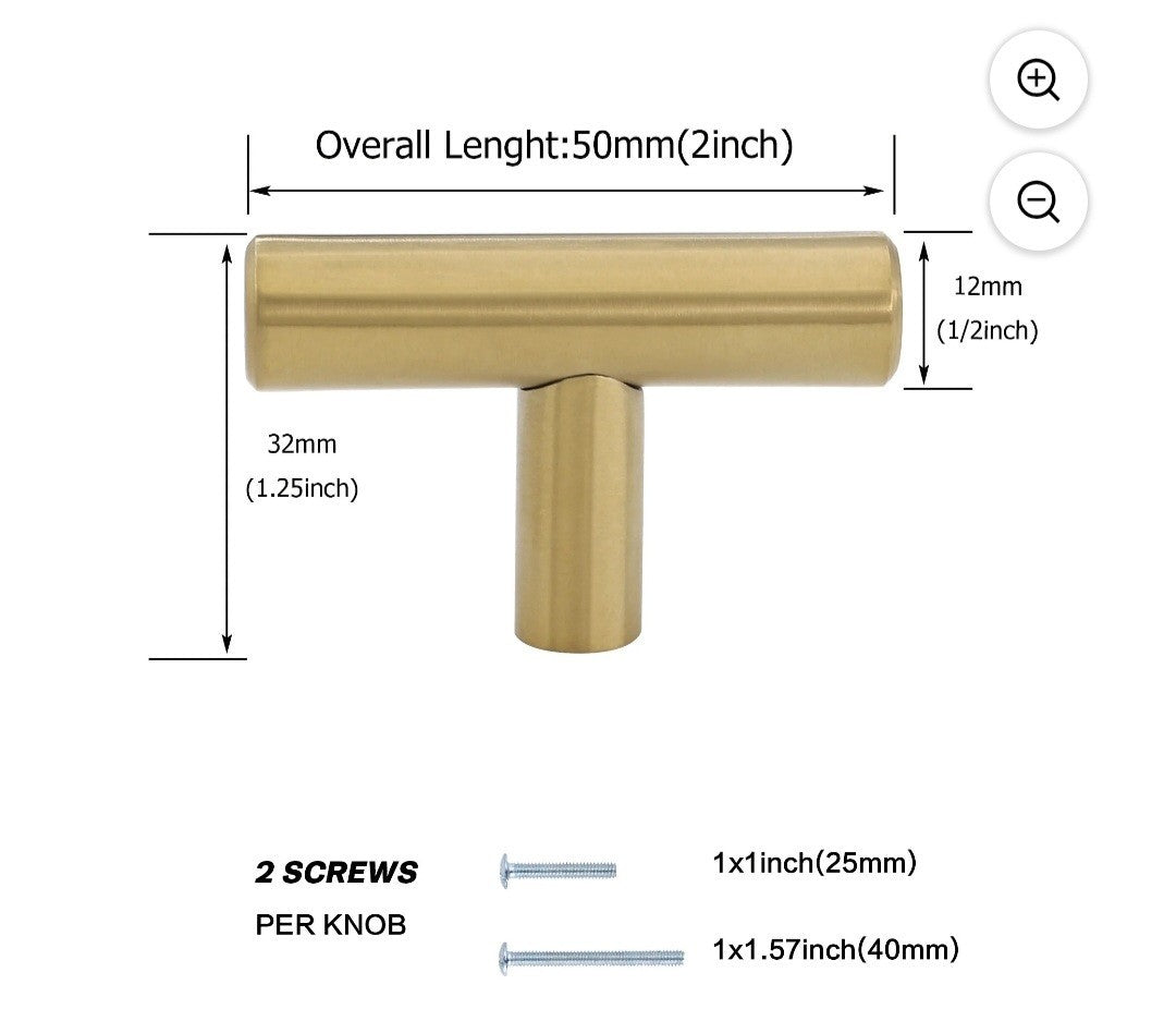 Goldenwarm 10 Pack Brushed Brass Cabinet Knobs Kitchen Cabinet Hardware Lot 7B