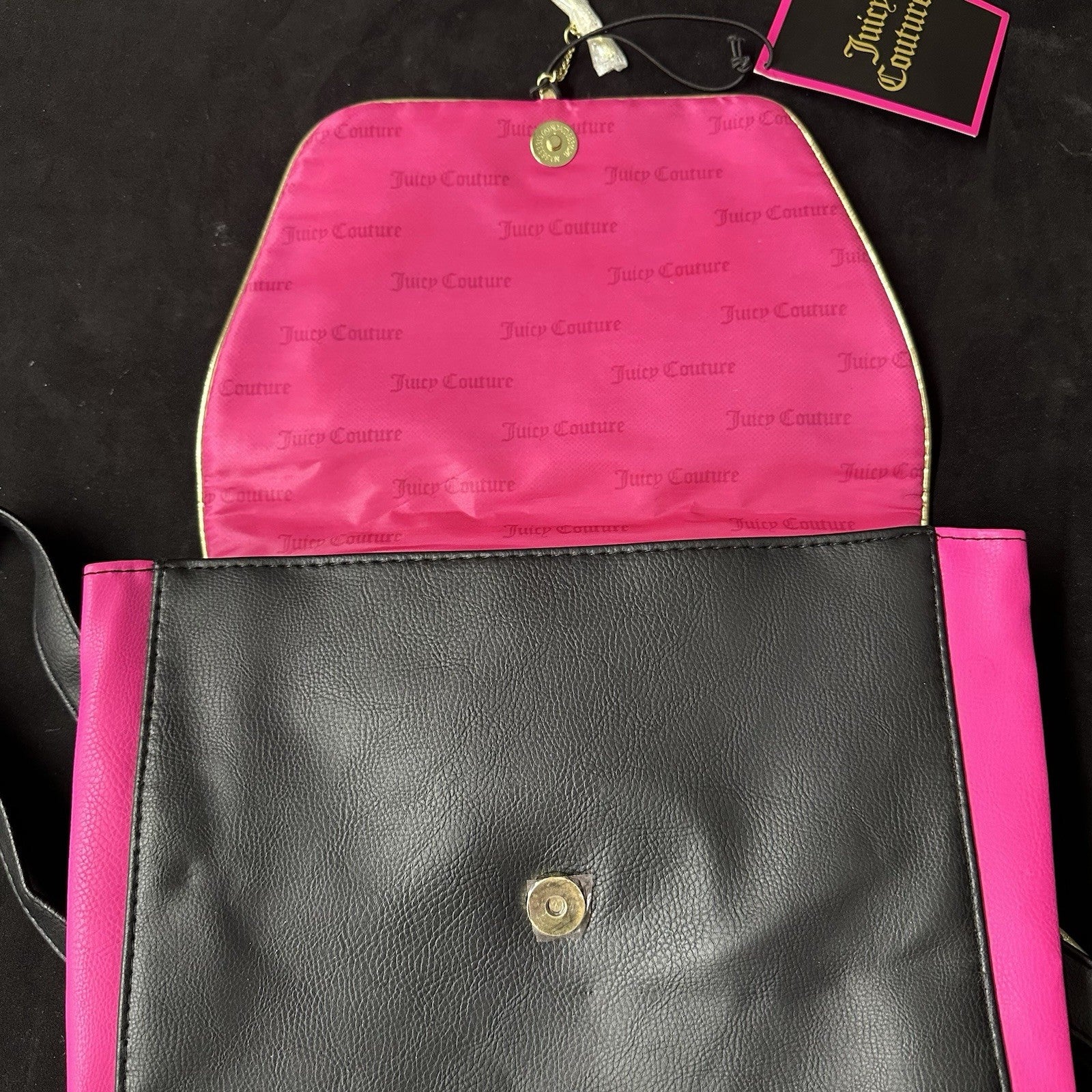 Juicy Couture Large Backpack in Black & Hot Pink with Gold Trim (4A)
