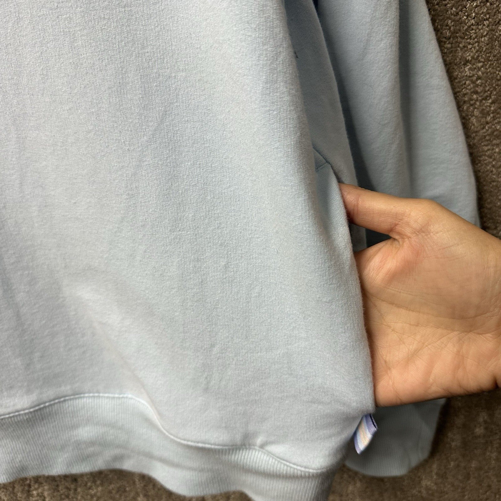 Fila Womens Sweatshirt Small Light Blue Crew Neck Pullover Pastel Pockets 0081