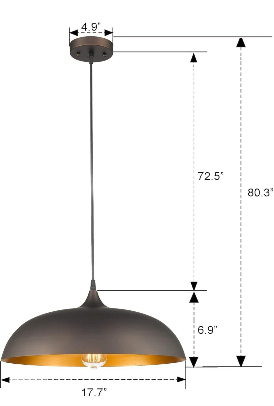 Industrial Pendant Lighting 17" Vintage Farmhouse Metal Hanging LightFixture 17B