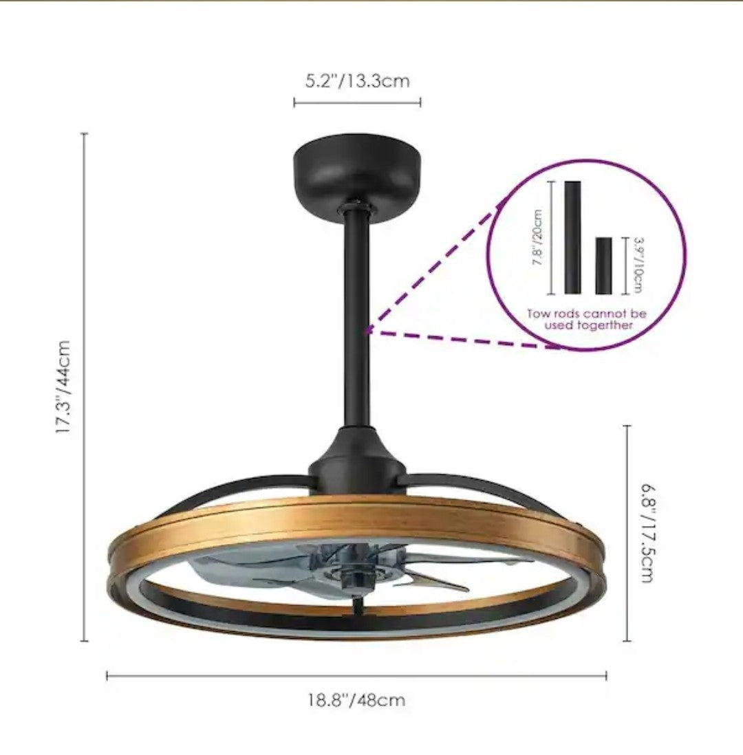RRTYO Vaczon 18.8 in Farmhouse Ring Ceiling Fan w/ Color-Changing LED 