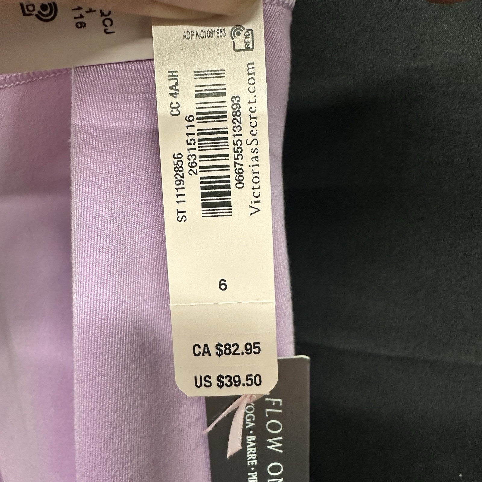 Victoria's Secret Yoga Pants Leggings Black Size 6 Size 7/8 Length NWT 0080