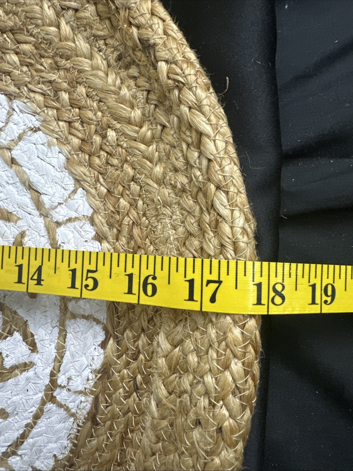 Chloe & Lex Round Woven Bag Wooden Handle White Pattern