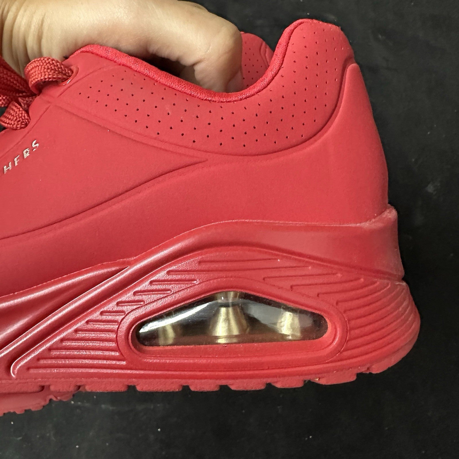 Skechers Womens Size 9 Uno Stand On Air 73690 Red Casual Shoes Sneakers Matte 5d
