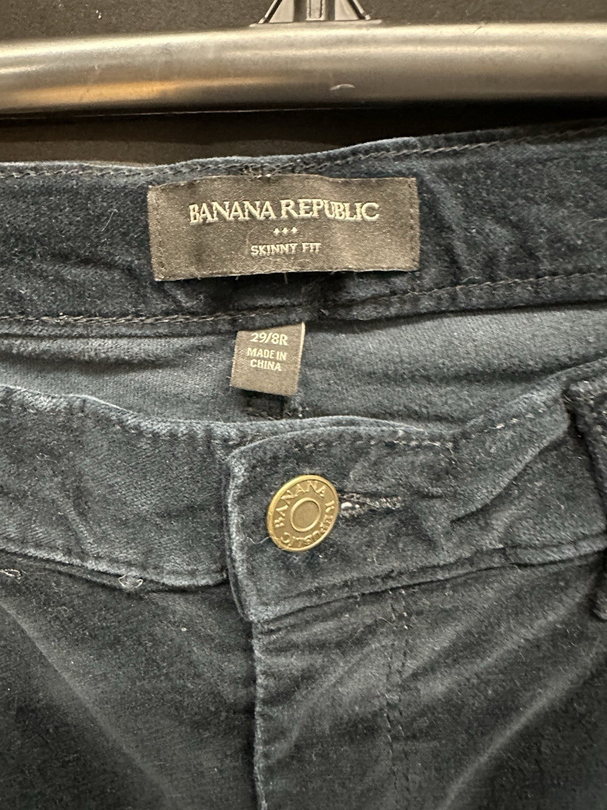 Banana Republic Women's Size 29 Velvet Pants Skinny Ankle Zipper Navy (0003)