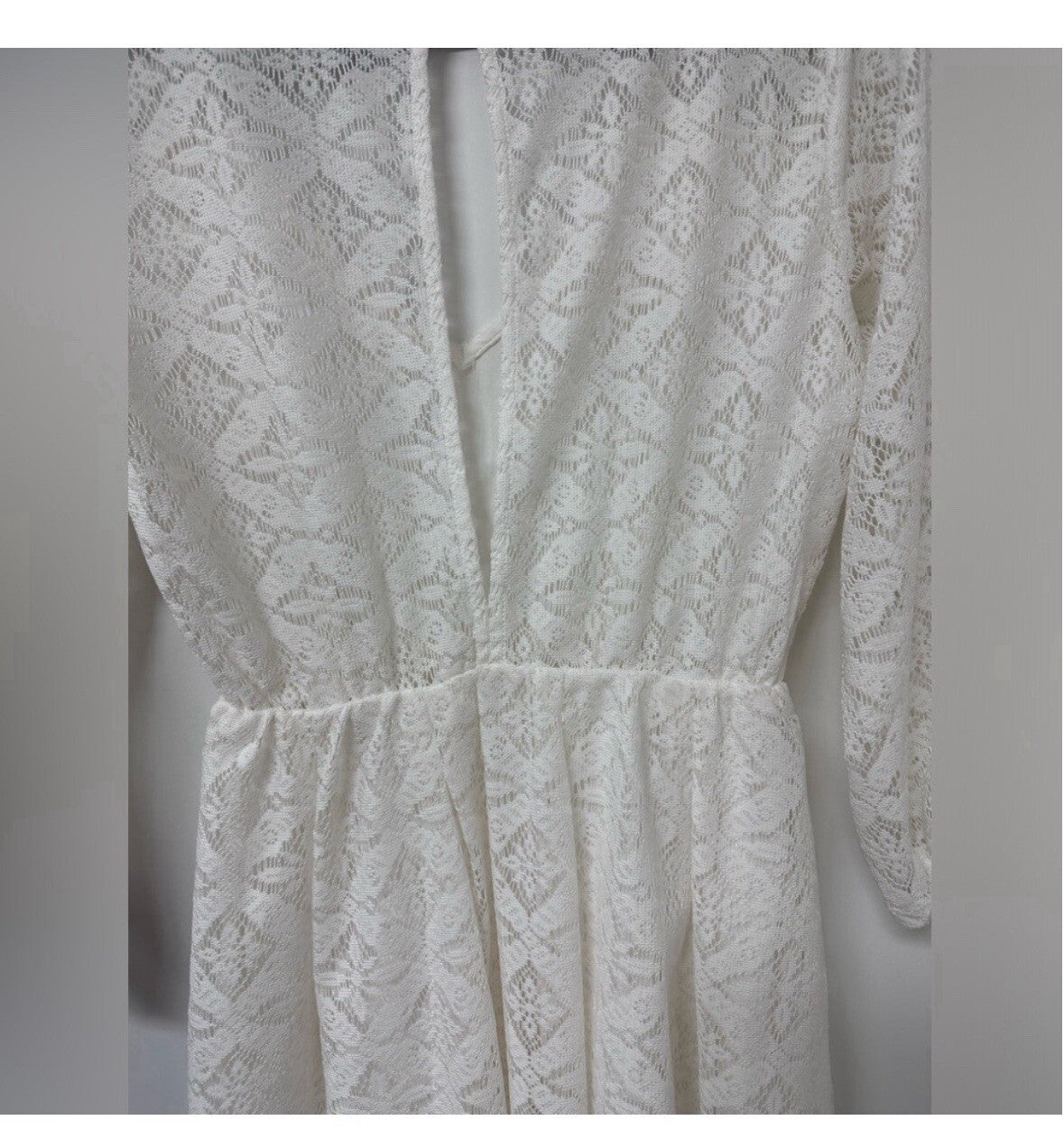 Hollister Womens Medium Lace Boho Dress Cream Fully Lined Hippie (101)