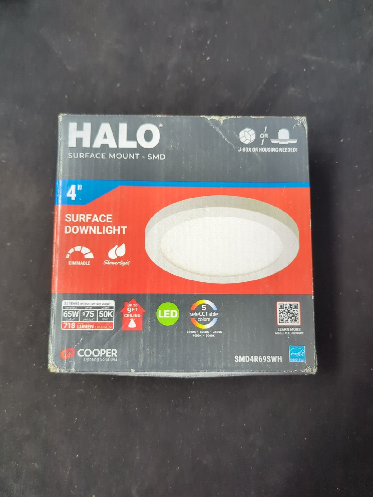 Halo Surface Mount Downlight 4" 120V LED Recessed Light Trim SMD4R69SWH 3A