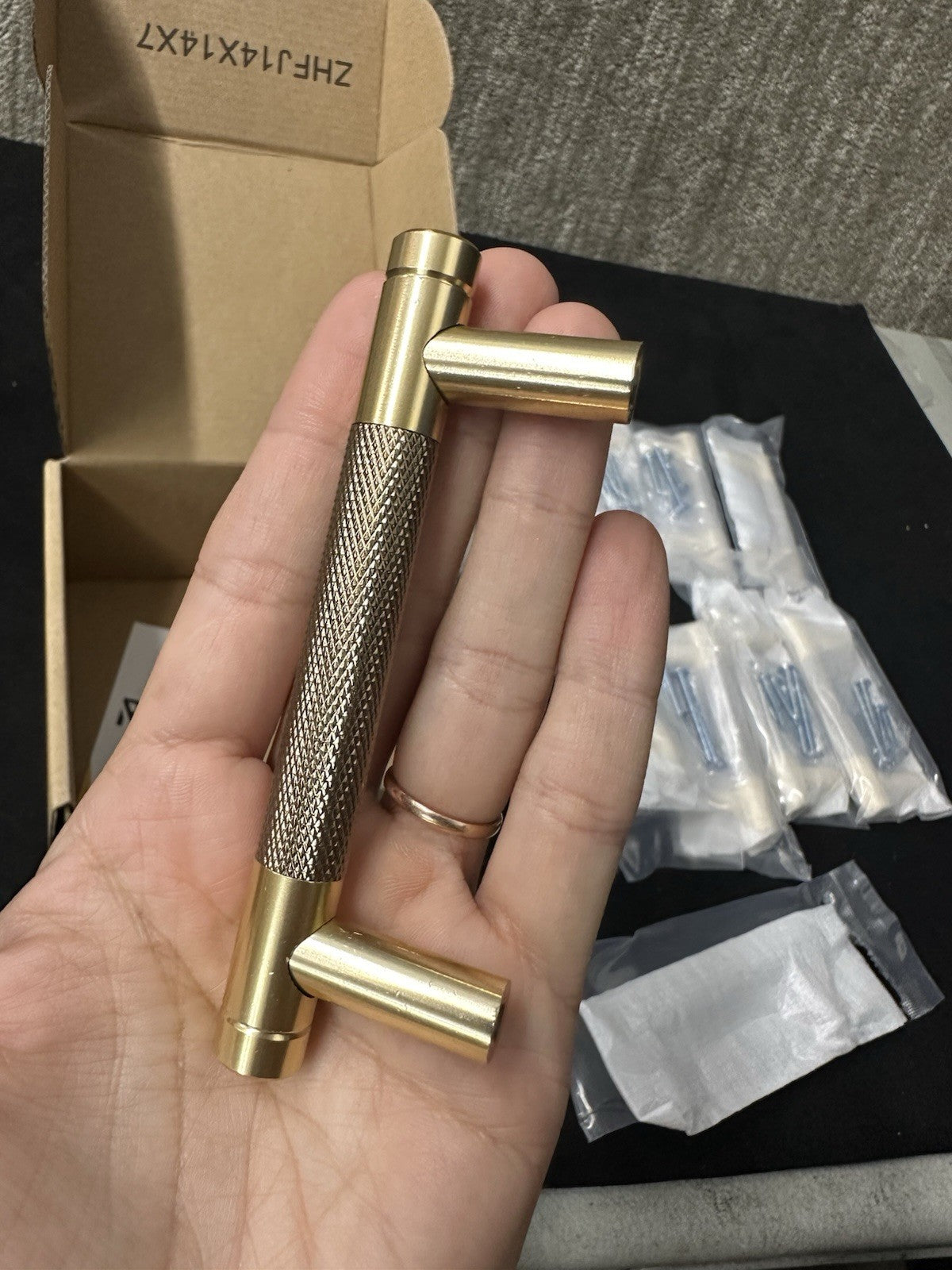 Rergy Cabinet Handles Knurled Drawer Pulls 10 Pack Champagne & Rose Gold (8d)