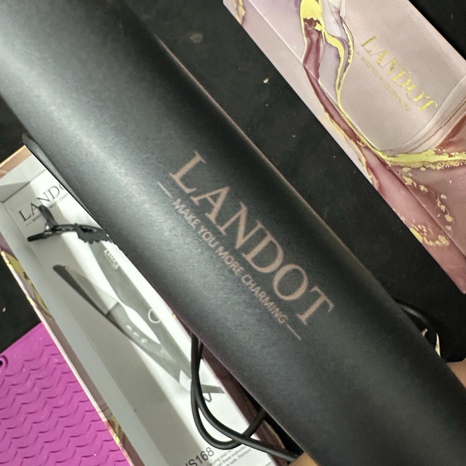Landot HS168 2-in-1 Hair Twist Hot Iron Curler/Straightener - Black Purple 11c