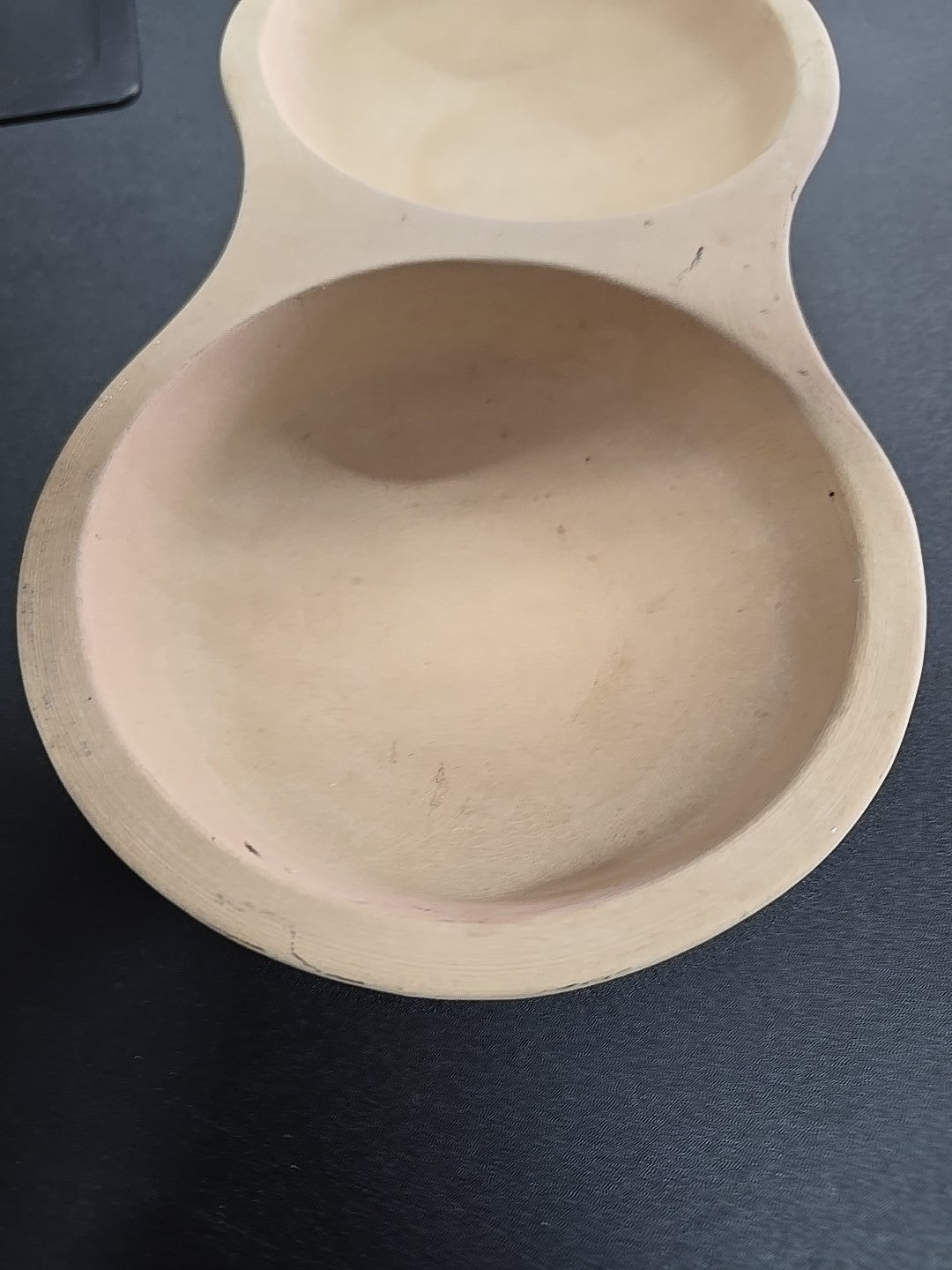 Pampered Chef Stoneware Egg Cooker 5144  Double Bowl 11.75 Baker New W/o Box 9A