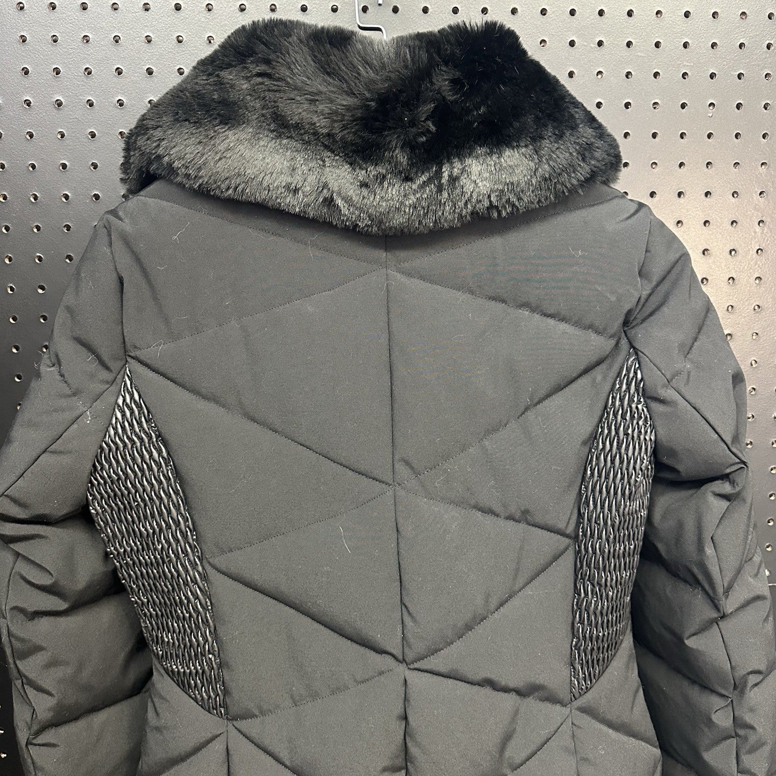 Guess Faux Fur Collar Long Quilted Winter Puffer Jacket Coat Size Small