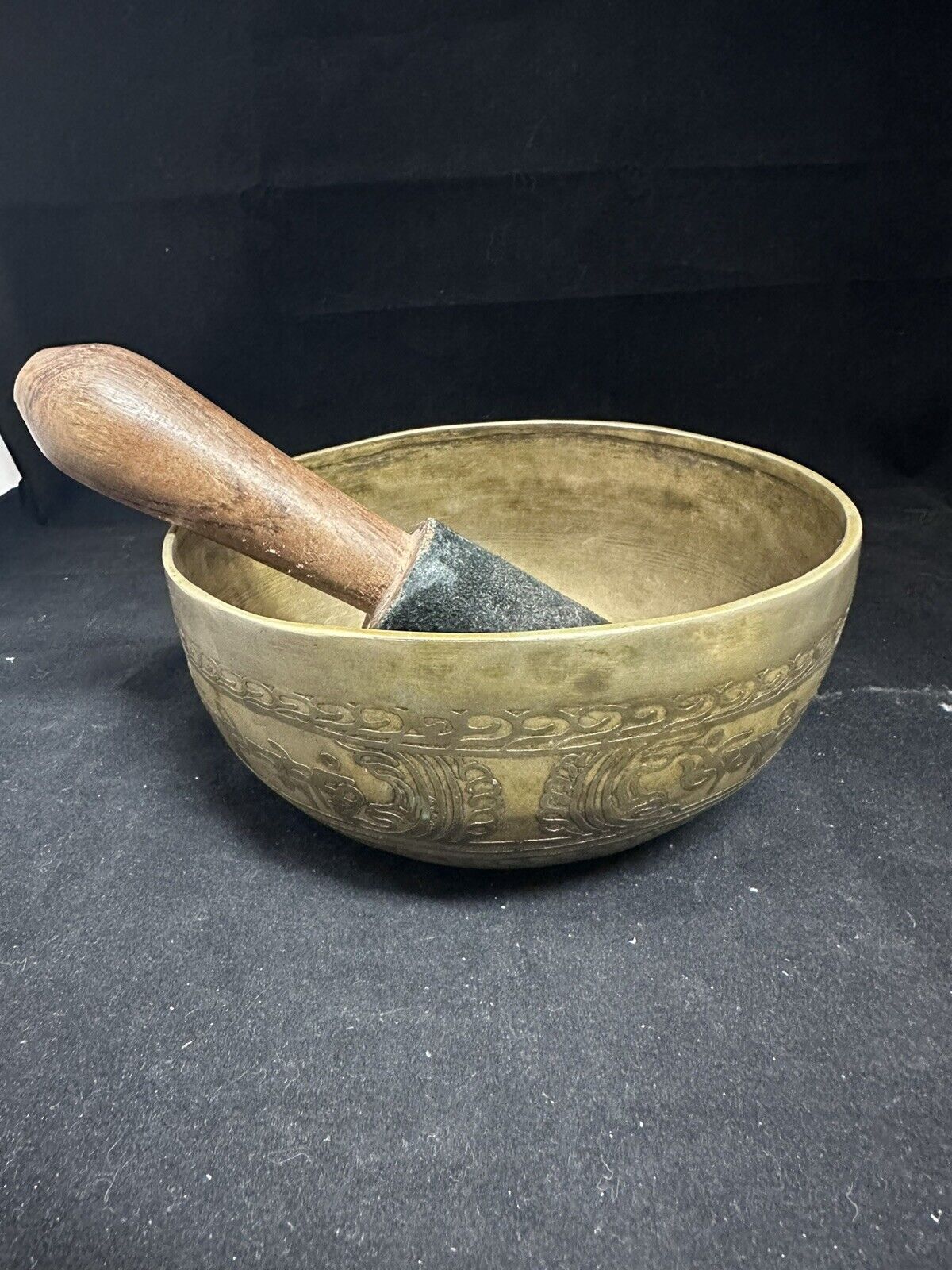 7.5” Buddha Carved Etched Singing Bowl