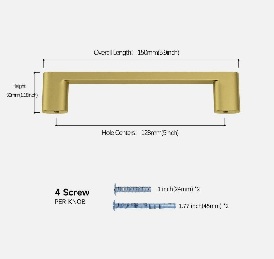 Peaha 12 Pack 5-Inch Gold Drawer Pulls- Square Brass Cabinet Handles Aluminum 7B