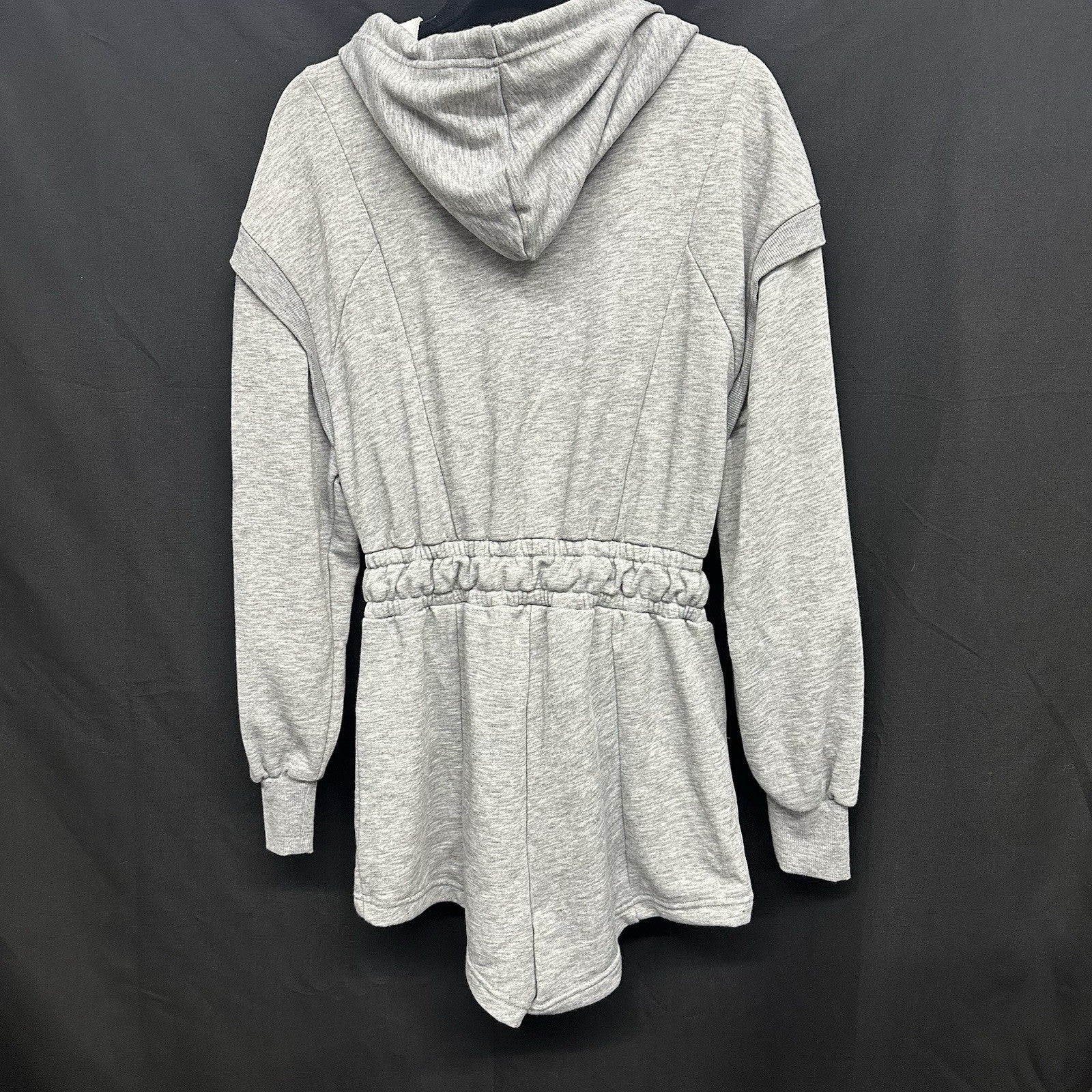 For Love & Lemons Small Gray Jumpsuit Shorts Long Sleeve Pockets Hoodie Zip 0083