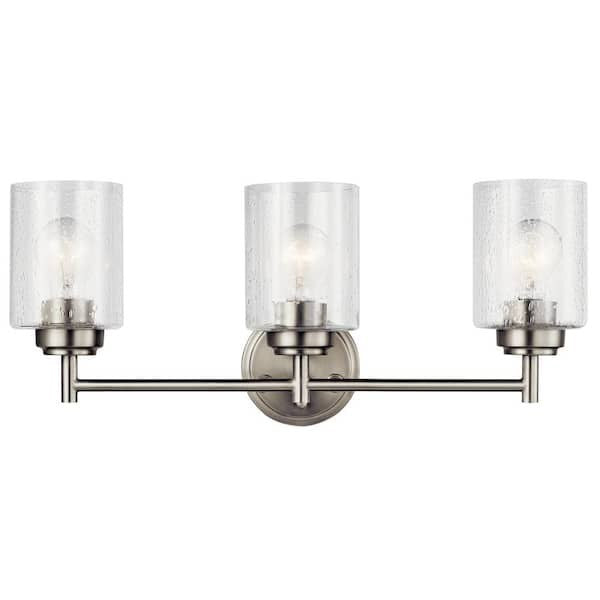 Winslow 3-Light Brushed Nickel Contemporary Bathroom Vanity Light 4B