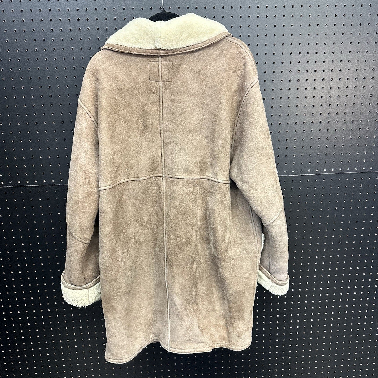 Women’s Lizsport 100% Genuine Shearling Suede Small Brown Coat Toggle Closure