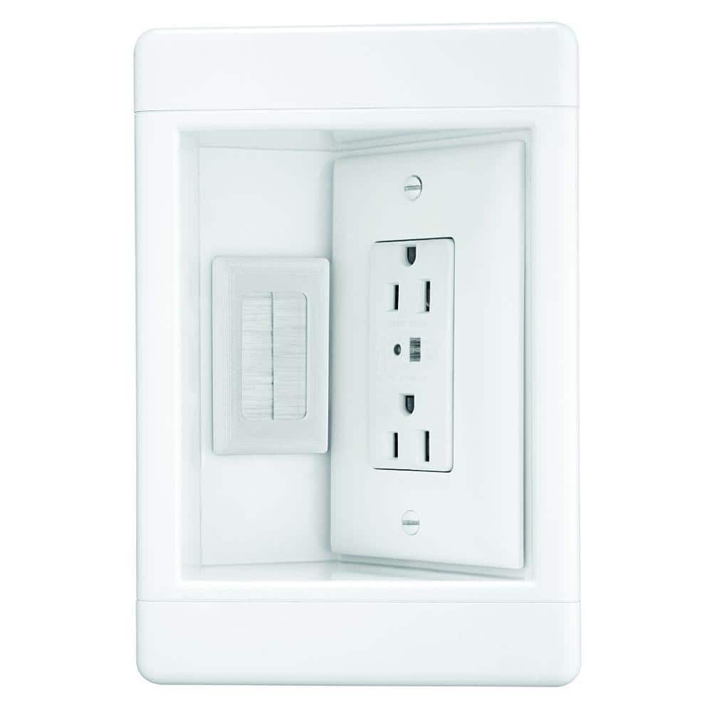 Pass & Seymour 1 Gang Recessed TV Media Box Kit, White 3B