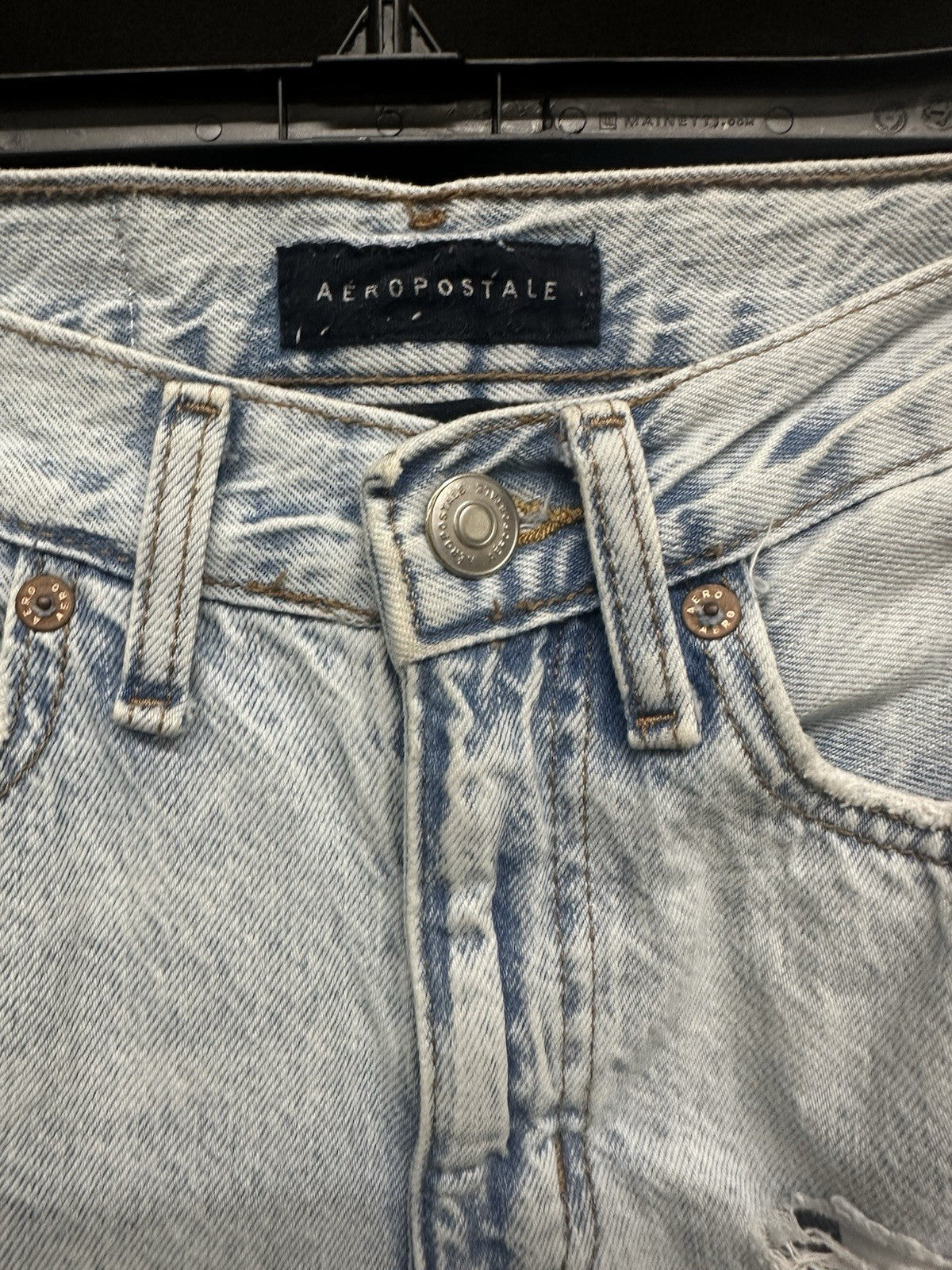 Aeropostale 80s Baggy Jeans Sz 00 Destroyed Distress Regular Light Wash (0021)