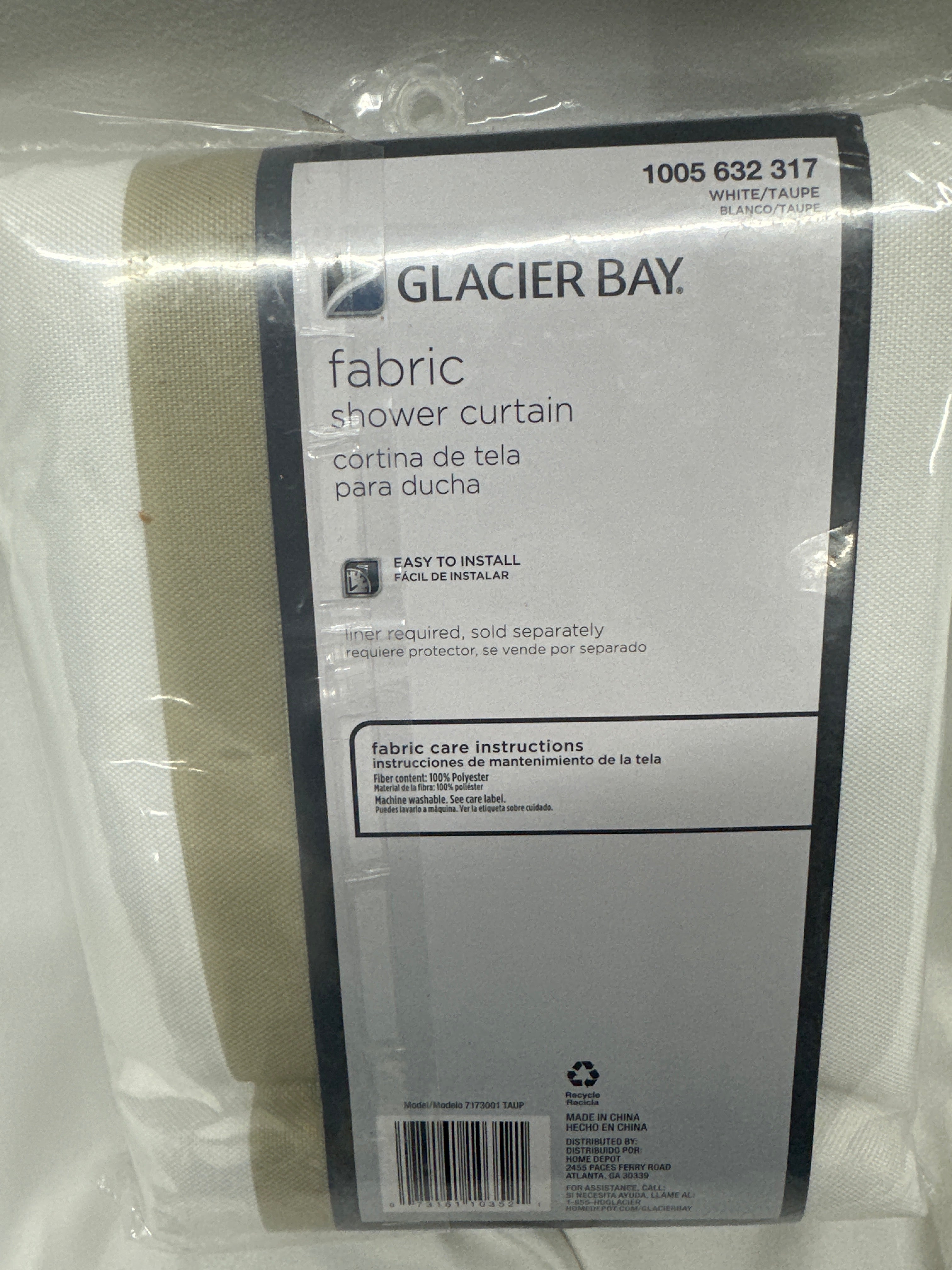Glacier Bay Fabric Shower Curtain
