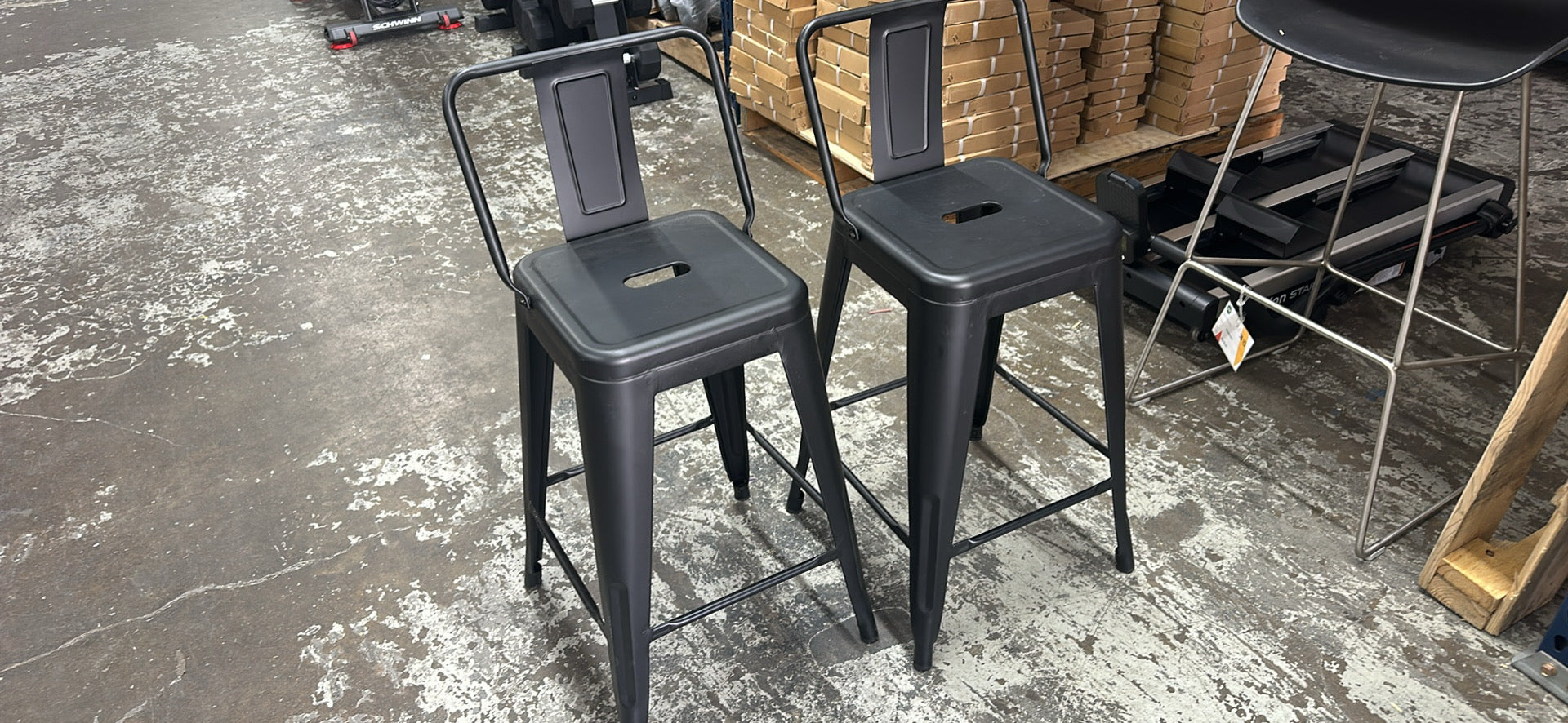Set of 2 Black Matte Barstool Height Stools