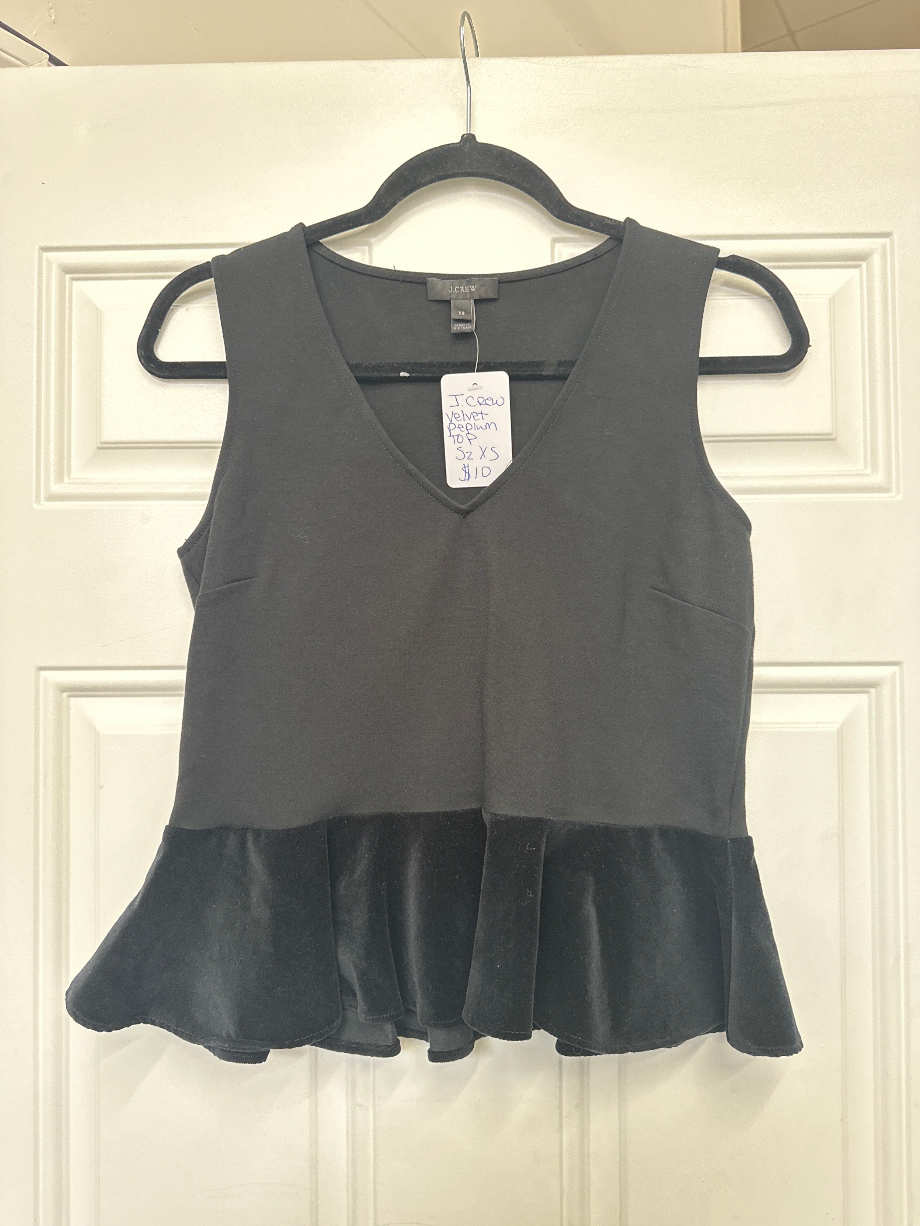 J. Crew Velvet Peplum Top- XS