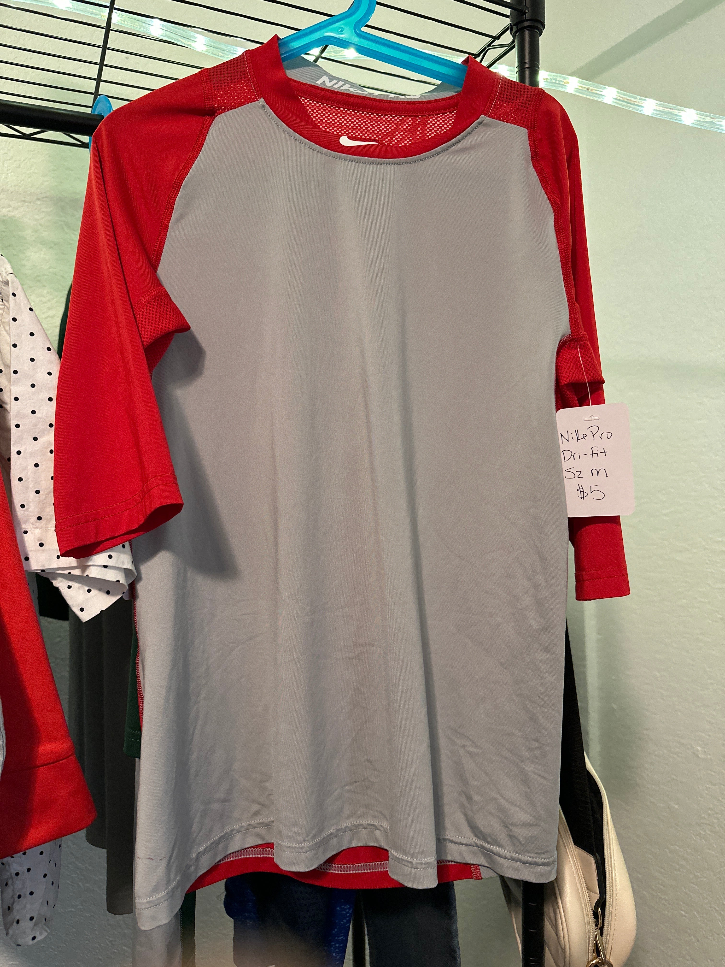 Kids Dri Fit Red Baseball Tee Med