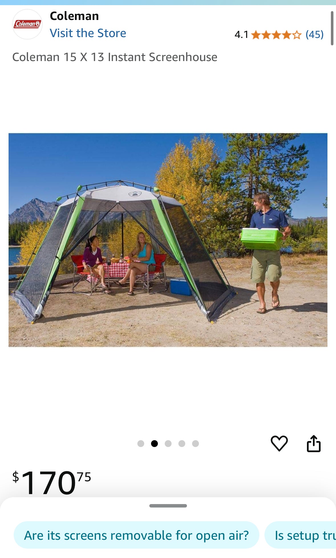 Coleman Instant Screenhouse 15x13ft (few knicks at the top)