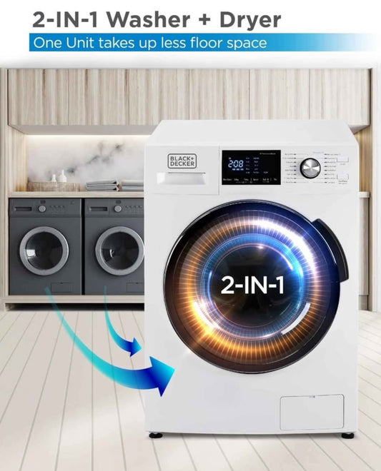 BLACK+DECKER Washer and Dryer Combo, 2.7 Cu. Ft. All In One Washer and Dryer with LED Display & 16 C
