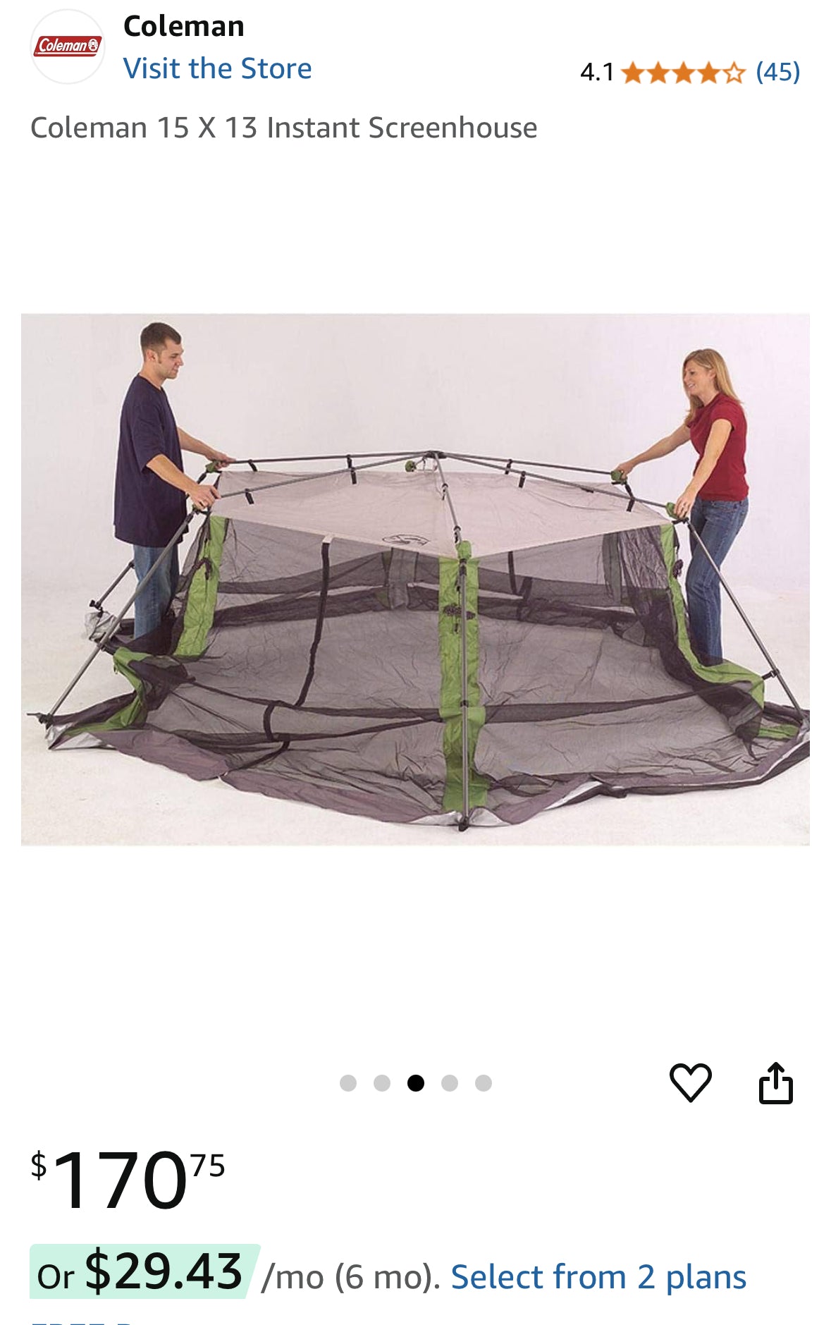Coleman Instant Screenhouse 15x13ft (few knicks at the top)