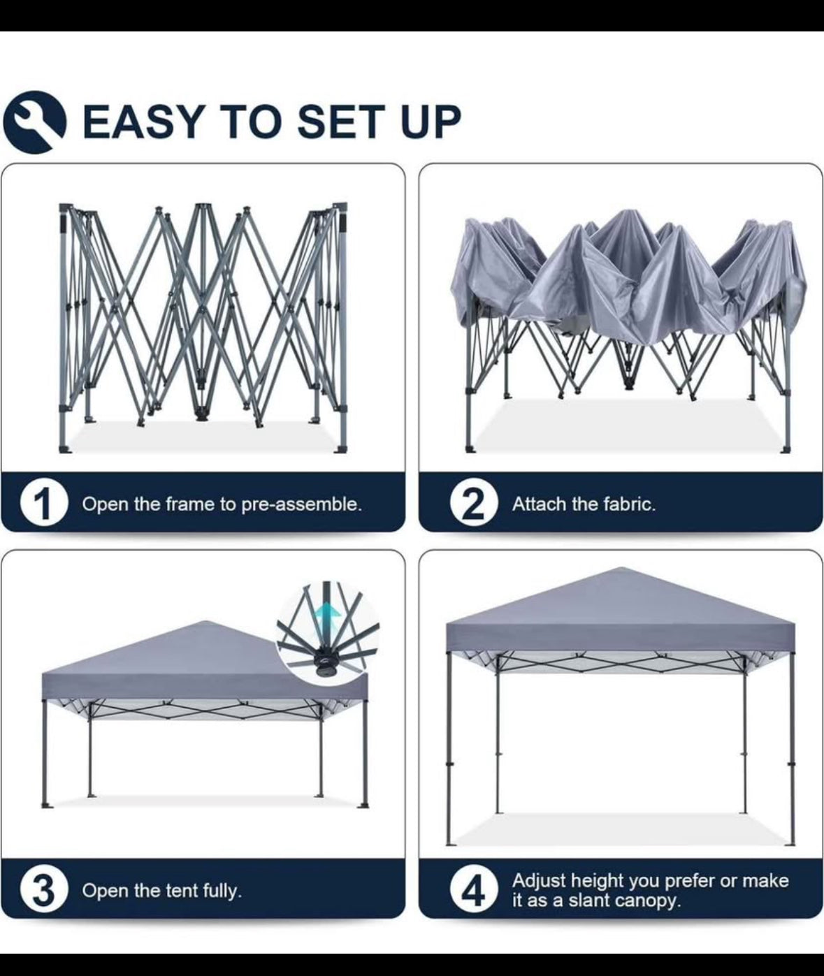 COOSHADE Durable Easy Pop Up Canopy Tent 12x12Ft(Gray)