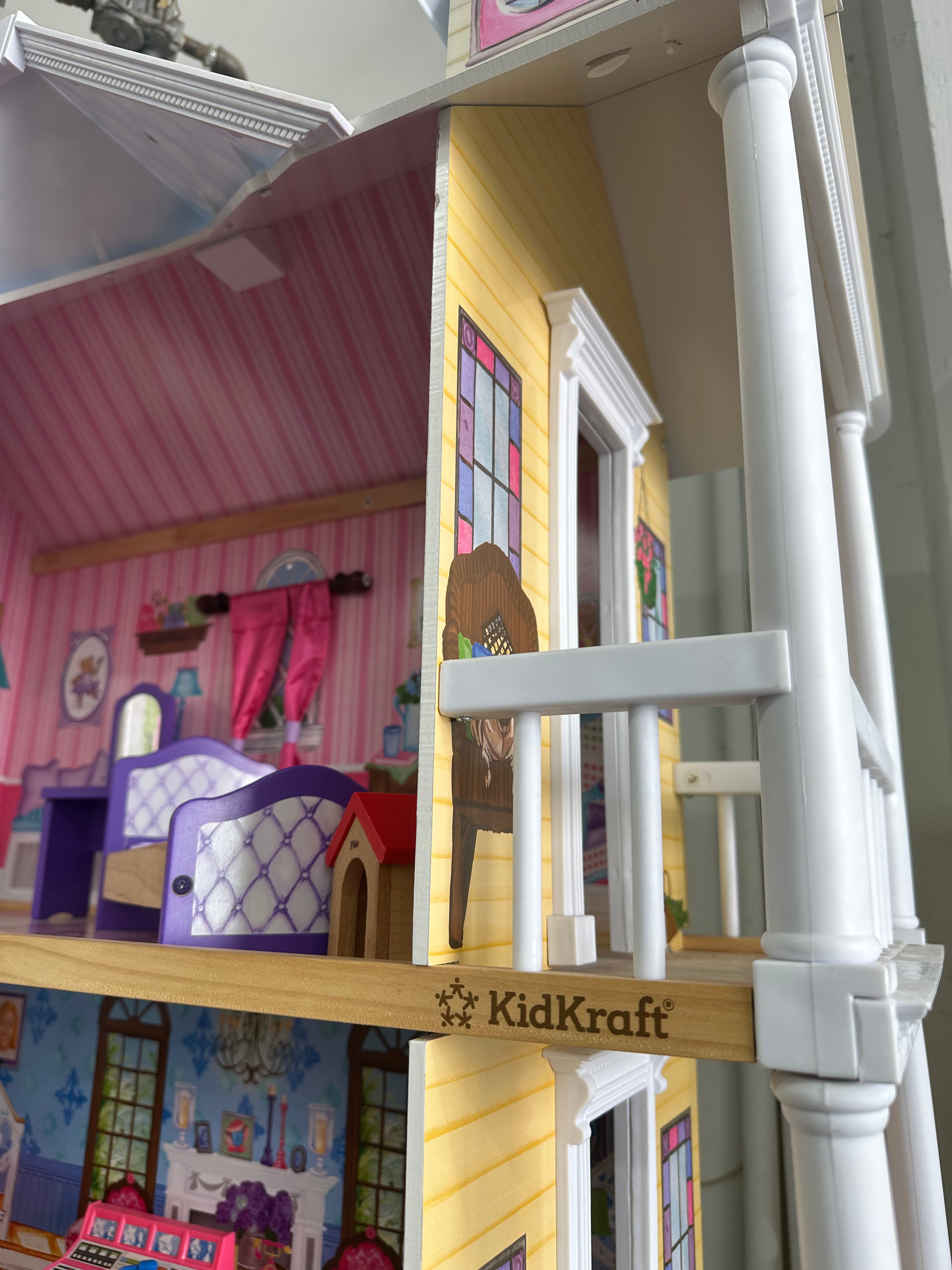 KidKraft My Dreamy Wooden Dollhouse w/ some accessories 34in x 15.5in x 47.75in