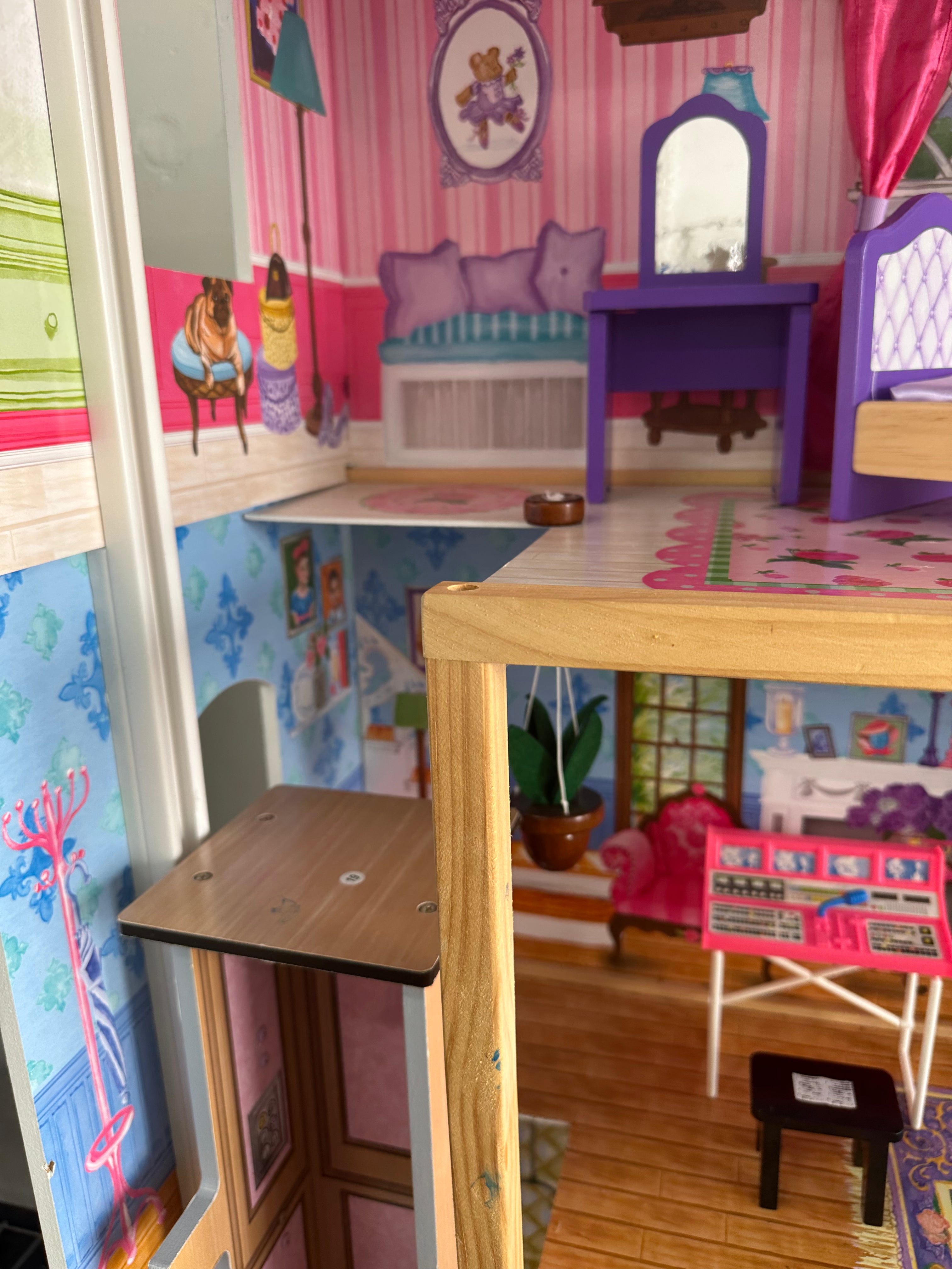 KidKraft My Dreamy Wooden Dollhouse w/ some accessories 34in x 15.5in x 47.75in