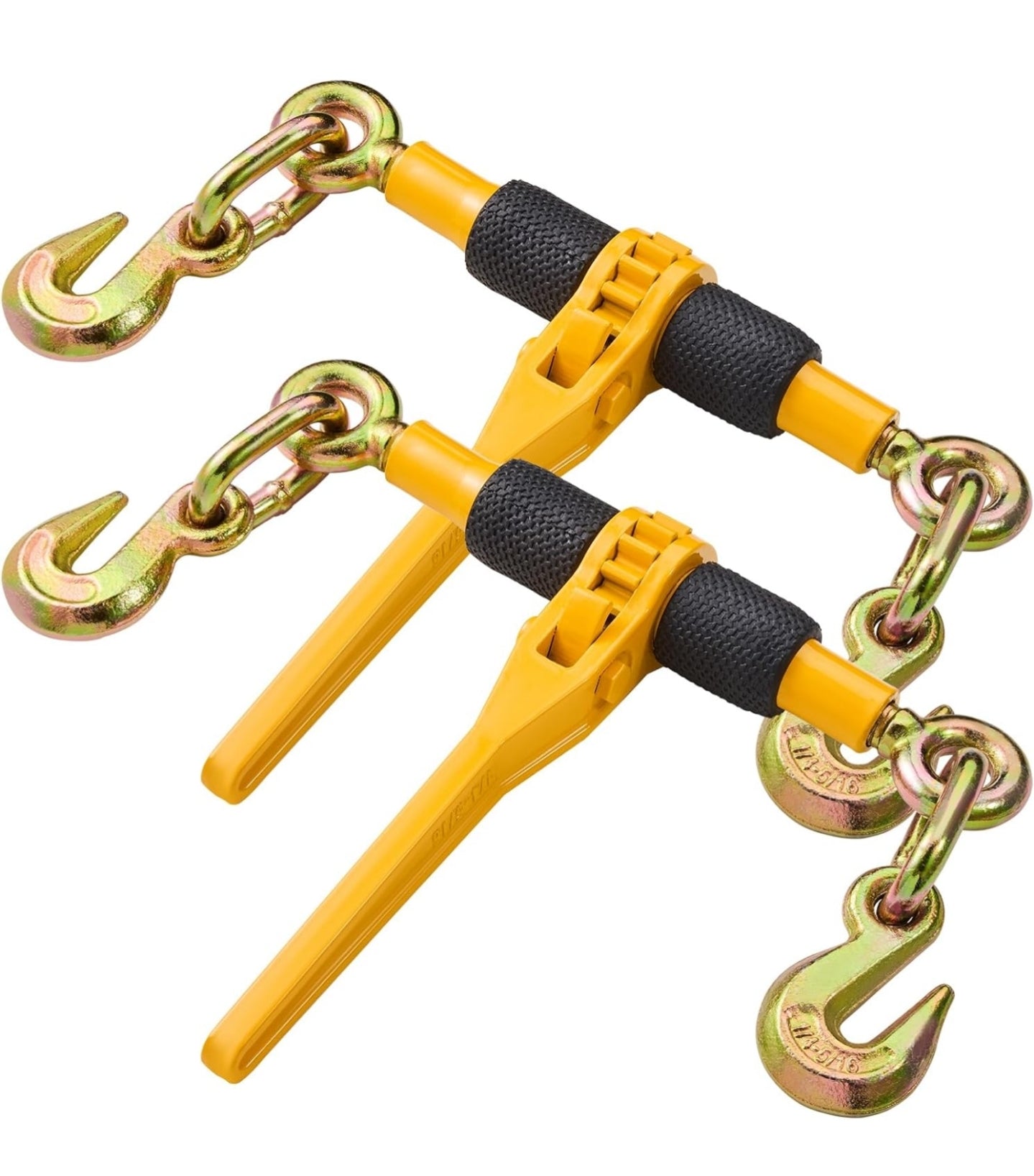 VEVOR Ratchet Chain Binders, 1/4"-5/16", 2600 lbs Safe Working Load, 2 Pack Load Binder with 2 Grab Hooks, Tie Downs for Transport Chain, Heavy Duty Tow Chain Ratchet Binders for Flatbed Truck Trailer