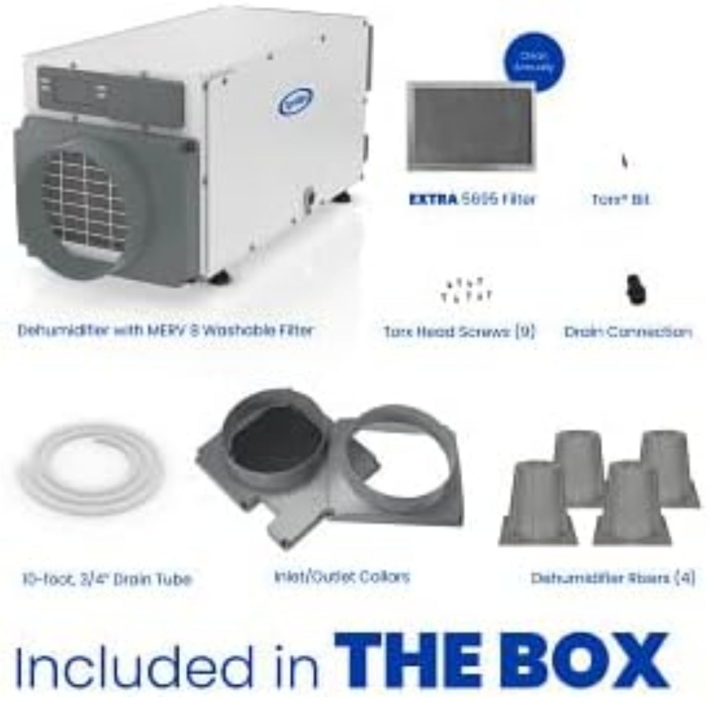 AprilAire E070 Pro Dehumidifier Bundle - 70 Pint Whole House Dehumidifier - Full Complete Kit - Crawl Spaces, Basements, Whole Homes, Commercial up to 2,800 sq.