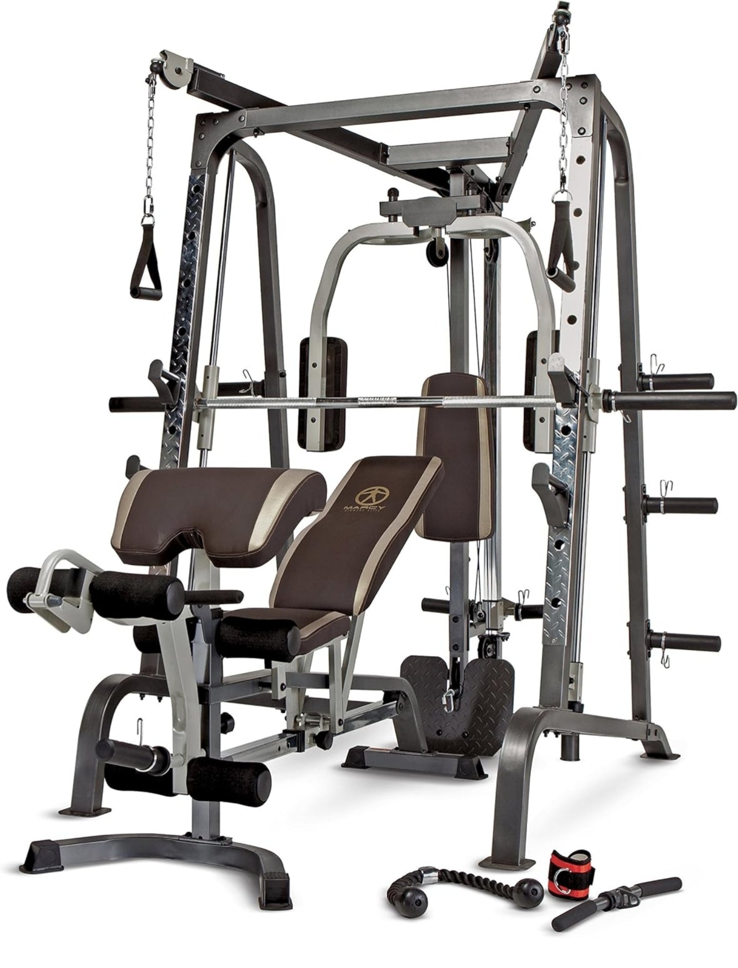 MARCY Smith Cage Workout Machine Full Body StrengthTraining Home Gym Equipment System with Leg Developer, Press Bar, PEC Deck, and Squat Rack