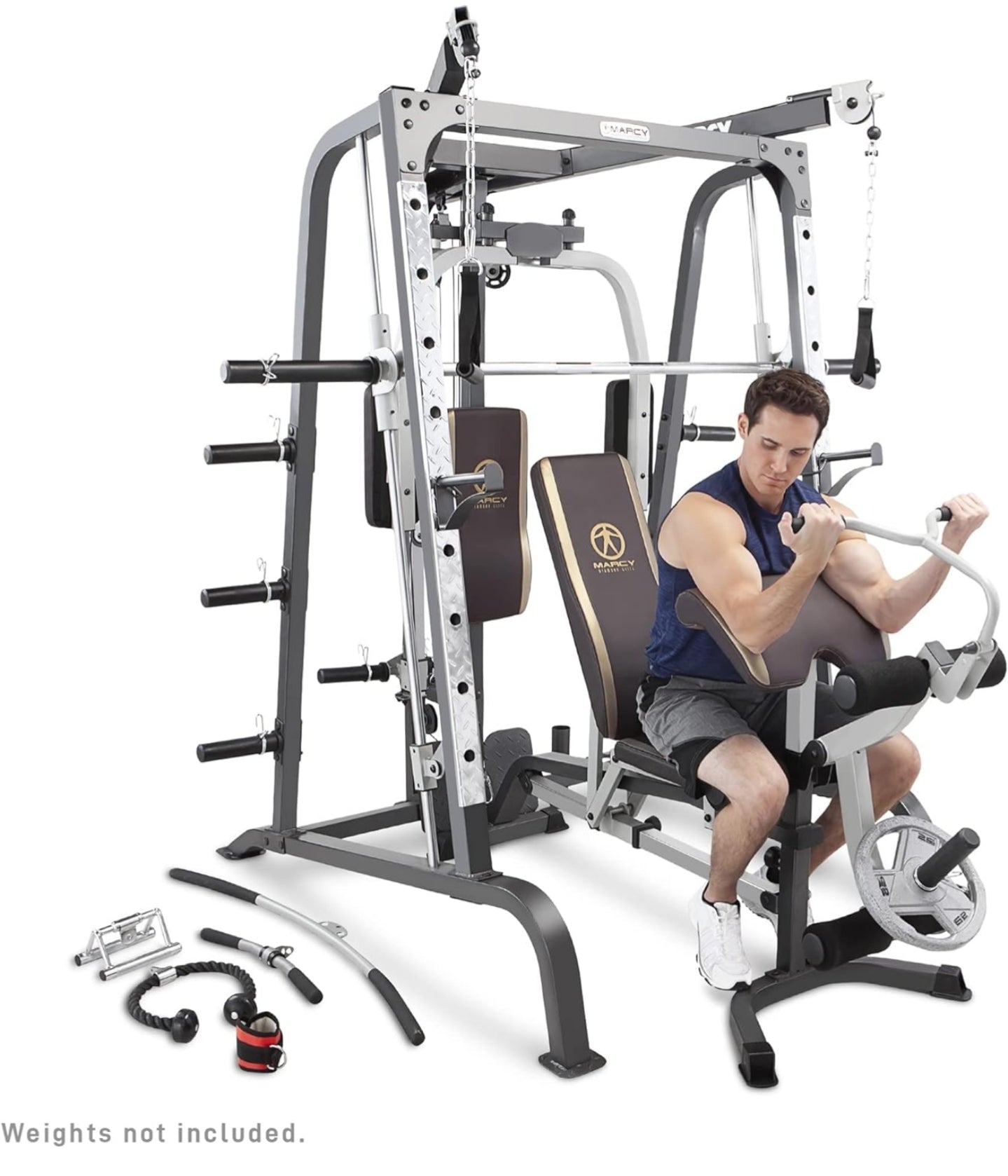MARCY Smith Cage Workout Machine Full Body StrengthTraining Home Gym Equipment System with Leg Developer, Press Bar, PEC Deck, and Squat Rack