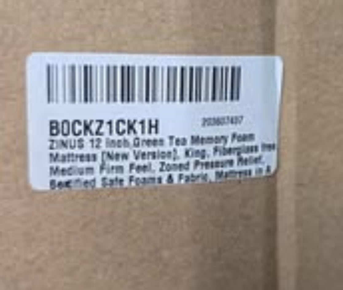 ZINUS 12 Inch Green Tea Memory Foam Mattress [New Version], King, Fiberglass free, Medium Firm Feel, Zoned Pressure Relief, Certified Safe Foams & Fabric, Mattress in A Box