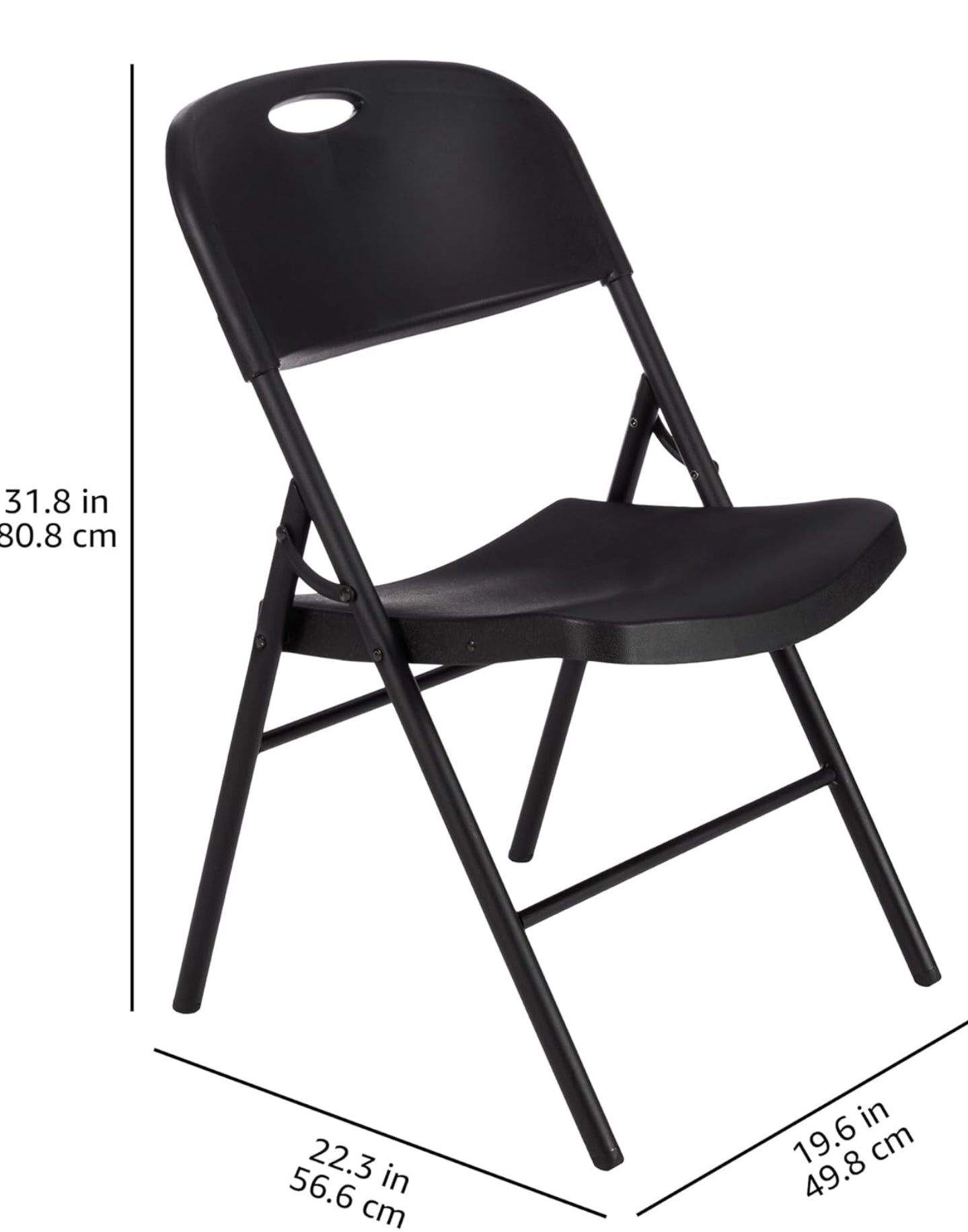 Amazon Basics Foldable Plastic Chair with 350-Pound Capacity - Black