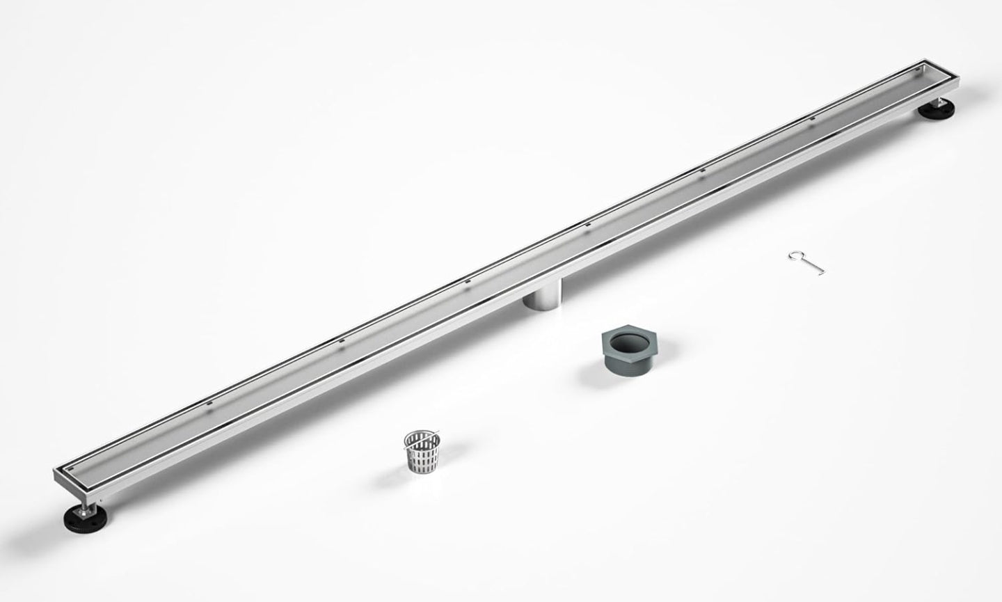 Linear Shower Drain 72" Brushed 304 Stainless Steel | Fast Drainage | Tile Inserted | Stainless Floor Drain Grate | Hair Strainer | Drain Key | The Upgrade for Your Bathroom