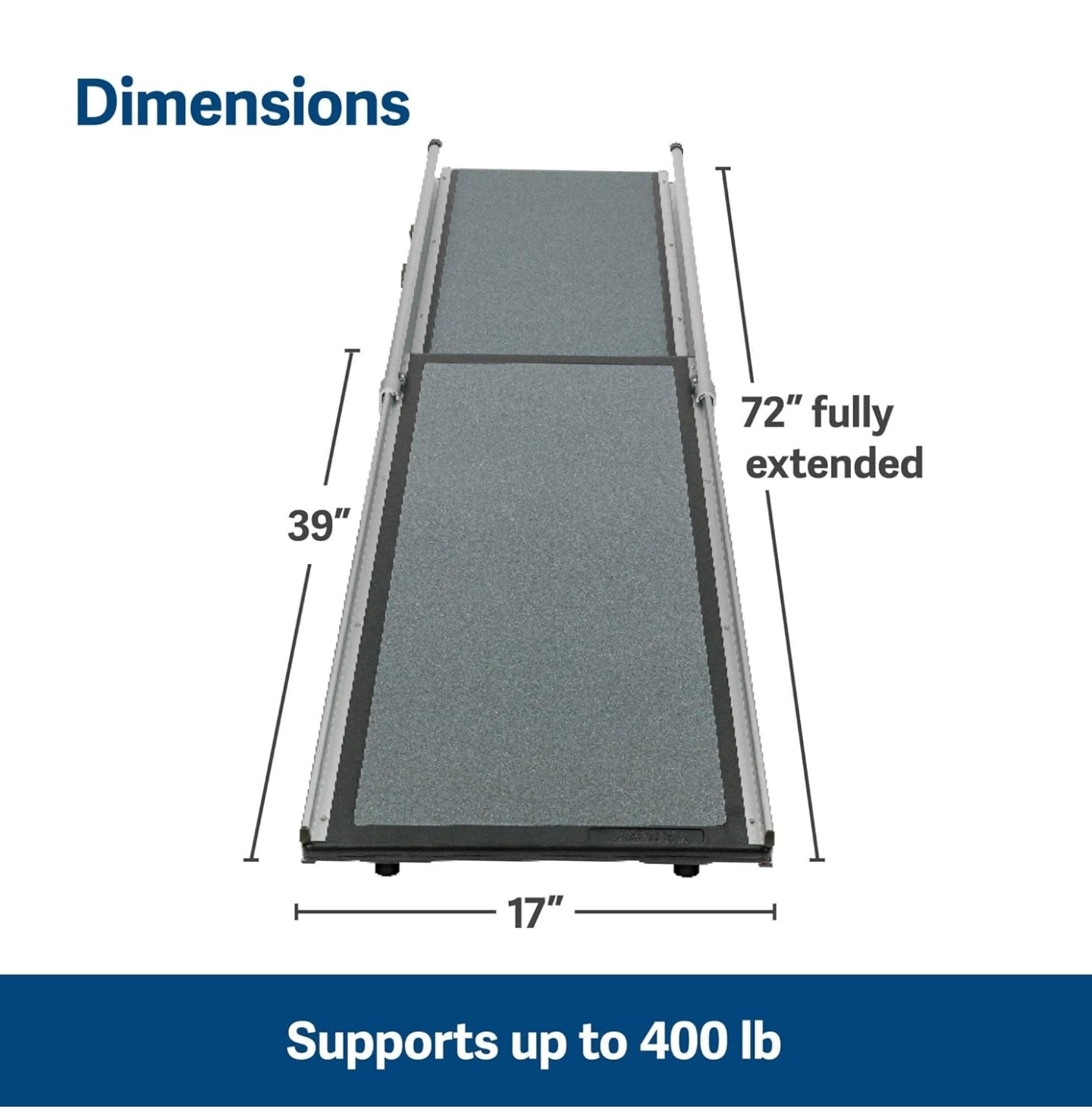 Telescoping Dog Ramp, Portable Pet Ramp for Cars, Trucks & SUVs with Adjustable Sizing