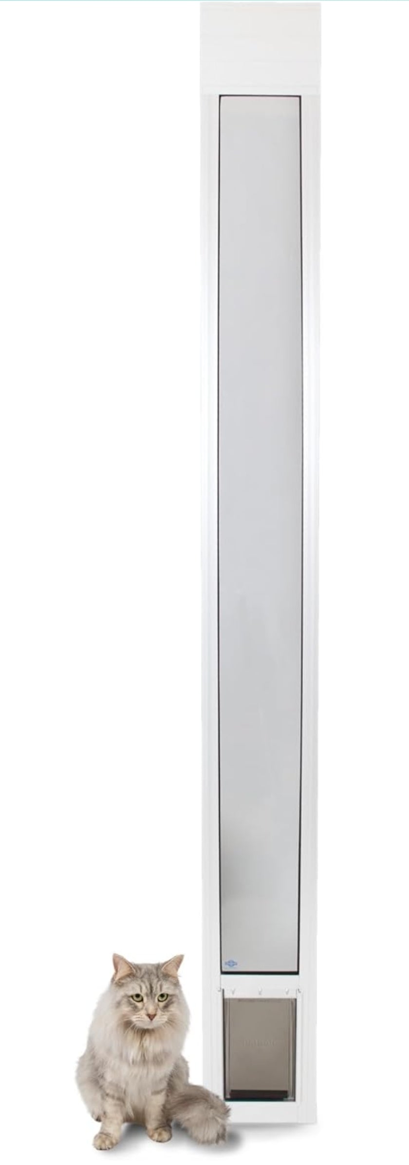 PetSafe Doggy Door for Sliding Glass Doors, Adjustable Height 75 7/8" to 81", No-Cut DIY Install, Aluminum Panel, Ideal for Renters, for Cats and Small Dogs Up to 15 lb, (White, Small)