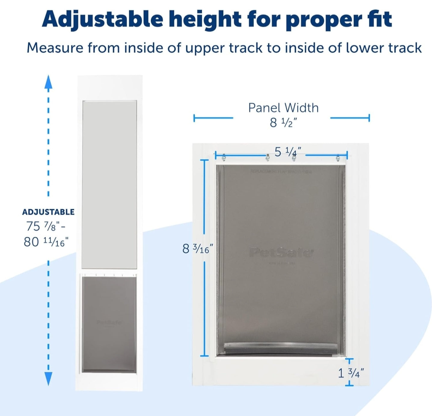 PetSafe Doggy Door for Sliding Glass Doors, Adjustable Height 75 7/8" to 81", No-Cut DIY Install, Aluminum Panel, Ideal for Renters, for Cats and Small Dogs Up to 15 lb, (White, Small)