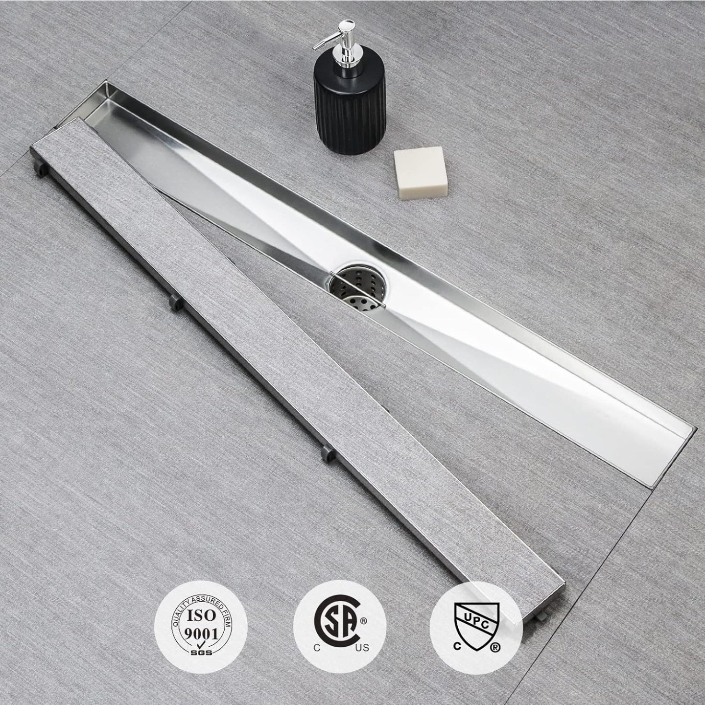 SaniteModar Linear Shower Drain, Hair Filters